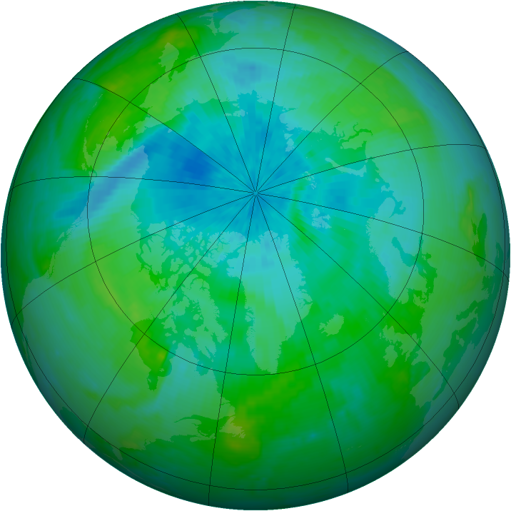 Arctic ozone map for 29 August 2000